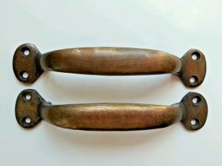 2 Solid Antique Brass Large Strong File Cabinet Trunk Handles 5 1/4 " P1