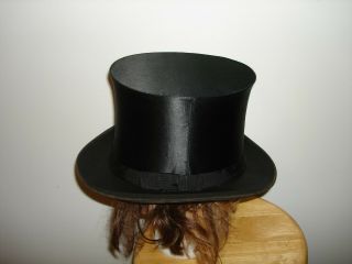 Rare Antique Germany FERD.  KLAN HOF Top Black Cylinder Hat with Box 3