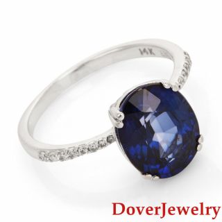 Effy Diamond Blue Sapphire 14k White Gold " Fleur De Lis " Ring Nr