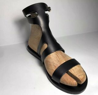 Ancient Greek Sandals Agapi Black Style Size Eu 38 Us 8 Leather