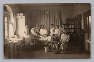 Ww1 German Real Photo Rppc Postcard Wounded Soldier In Hospital Operating Room