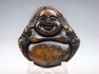 Vintage Nephrite Jade Hand Carved Big Belly Laughing Buddha Pendant 04101909
