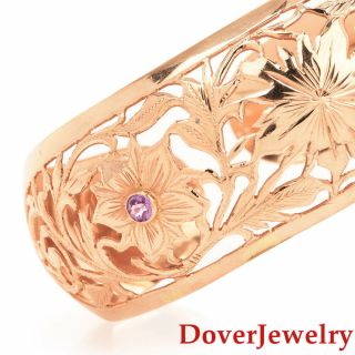 Vintage Amethyst 14K Rose Gold Filigree Floral Bangle Bracelet 25.  5 Grams NR 4