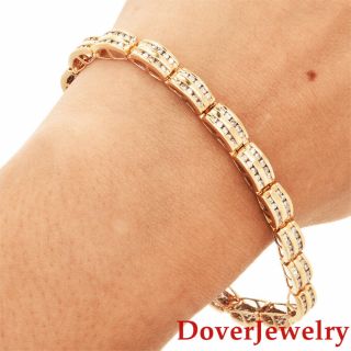 Estate 1.  90ct Diamond 14k Yellow Gold Link Bracelet 13.  6 Grams Nr