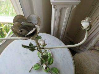 Sweet Old Vintage Italian Tole TOWEL or JEWELRY HOLDER STAND White Roses 5