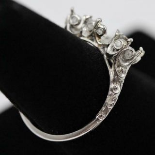 Rare Platinum Art Deco Diamond Filigree Engagement Semi - Mount For (2).  50ct & 1ct