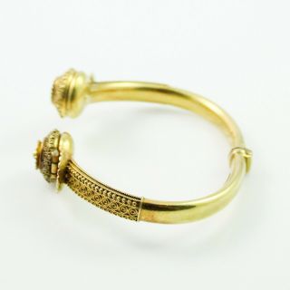 Antique Vintage Nouveau 18k Yellow Gold Etruscan Locket Wedding Bangle Bracelet 4