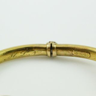 Antique Vintage Nouveau 18k Yellow Gold Etruscan Locket Wedding Bangle Bracelet 7