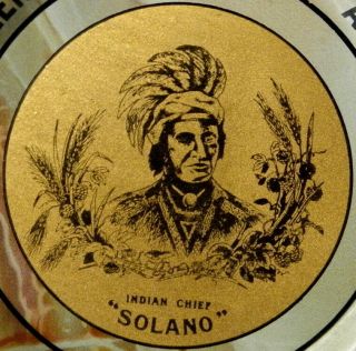 rare antique tin litho tip tray Solano Beer Vallejo,  Cal.  Indian Chief Solano 4