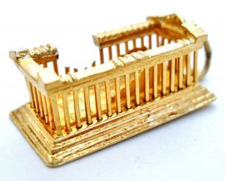 Vintage 14k Gold Greek Parthenon Charm Pendant Ruins Athens Greece For Bracelet