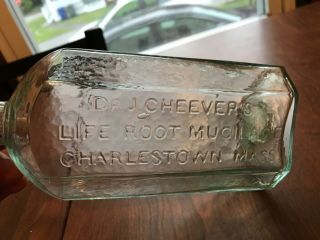 Open Pontil Life Root Mucilage.  Dr J.  Cheever’s Charlestown Mass Antique Bottle. 2