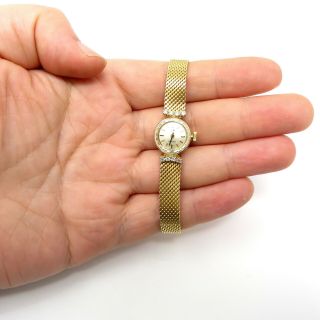 NYJEWEL Omega Ω 14k Yellow Gold Diamond Bracelet Watch Running 9