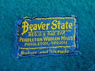 Vintage PENDLETON Wool Blanket Beaver State Rare Design Teal GORGEOUS 63 