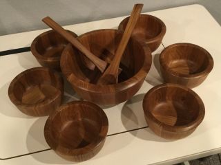 Vintage Dansk Wood Salad Bowl Set Jhq Jen Quistgaard Thailand