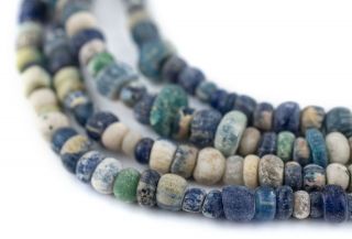 Blue & White Ancient Djenne Nila Glass Beads 6mm Mali African Multicolor Seed