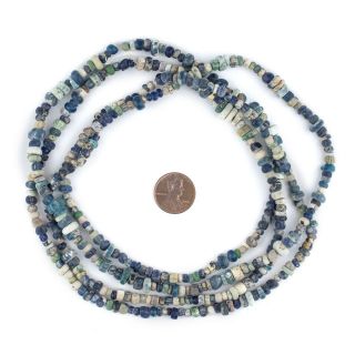 Blue & White Ancient Djenne Nila Glass Beads 6mm Mali African Multicolor Seed 2