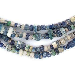 Blue & White Ancient Djenne Nila Glass Beads 6mm Mali African Multicolor Seed 3