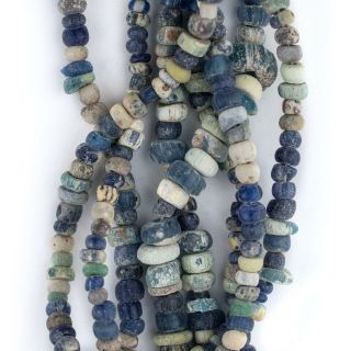 Blue & White Ancient Djenne Nila Glass Beads 6mm Mali African Multicolor Seed 5