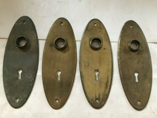4 Old Mission Arts Craft Craftsman Deco Brass Oval Door Knob Back Plate Hardware