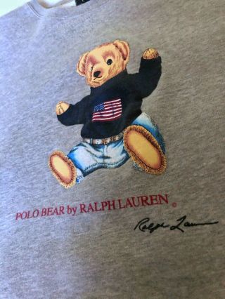 Vintage 90s Polo Bear Sweatshirt by Ralph Lauren XL 2