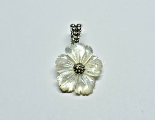 STEPHEN DWECK Sterling Silver.  925 Carved Mother of Pearl Flower Floral Pendant 2