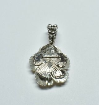 STEPHEN DWECK Sterling Silver.  925 Carved Mother of Pearl Flower Floral Pendant 3