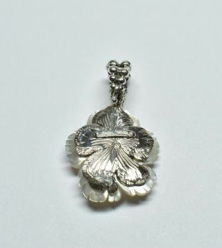 STEPHEN DWECK Sterling Silver.  925 Carved Mother of Pearl Flower Floral Pendant 4