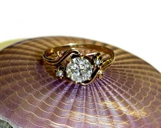 . 70CT Old Mine Cut Diamond 10K Rose Gold Antique Engagement Ring Size 5.  75 10
