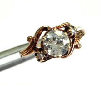 . 70ct Old Mine Cut Diamond 10k Rose Gold Antique Engagement Ring Size 5.  75