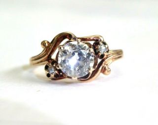 . 70CT Old Mine Cut Diamond 10K Rose Gold Antique Engagement Ring Size 5.  75 2