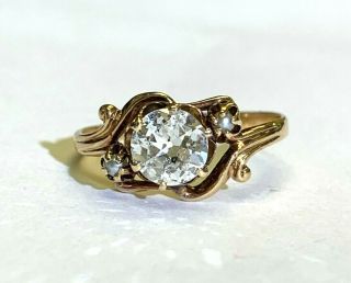 . 70CT Old Mine Cut Diamond 10K Rose Gold Antique Engagement Ring Size 5.  75 3