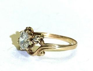 . 70CT Old Mine Cut Diamond 10K Rose Gold Antique Engagement Ring Size 5.  75 5