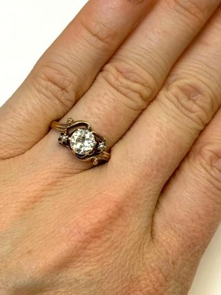 . 70CT Old Mine Cut Diamond 10K Rose Gold Antique Engagement Ring Size 5.  75 6