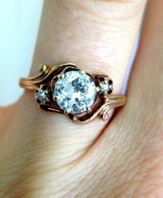 . 70CT Old Mine Cut Diamond 10K Rose Gold Antique Engagement Ring Size 5.  75 9