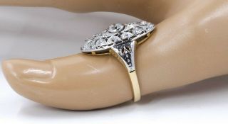 art deco platinum top 14k yellow gold diamond ring G,  VS,  filigree (30) 4