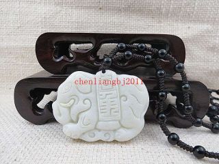 Natural carved auspicious elephant Lantian white jade pendant necklace Elephant 2