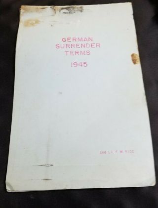 Rare World War Ii Documents,  Germany Surrender Terms Us Uk Russia Germany France