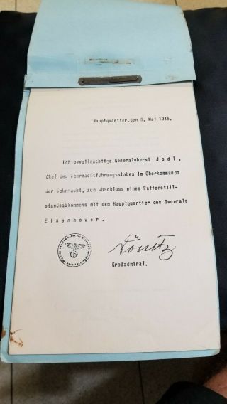 RARE WORLD WAR II DOCUMENTS,  GERMANY SURRENDER TERMS US UK RUSSIA GERMANY FRANCE 2