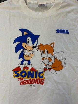 1993 Sonic the Hedgehog vintage retro shirt tails OG single stitch white authent 2