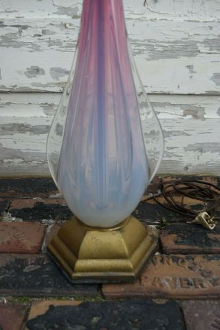 Vintage Stunning Mid - Century Modern Murano Hand Blown Table Lamp with brass base 3