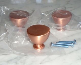 Set Of 3 Vintage Solid Heavy Copper Drawer Pull Cabinet Handle Knobs