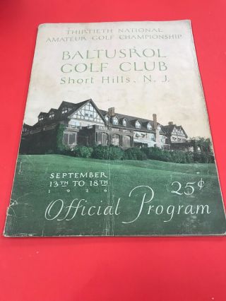 Vintage Golf Memorabilia / Baltusrol Golf Club Official Program / September 1926