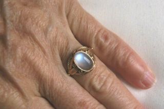 Fine Vintage 9 Carat Gold Art Nouveau Style 2.  00 Ct Moonstone Ring L1/2 3.  4g