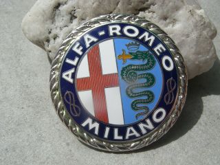 Vintage Italian Alfa - Romeo Milano 1925 1946 Car Radiator Badge Enamel Emblem