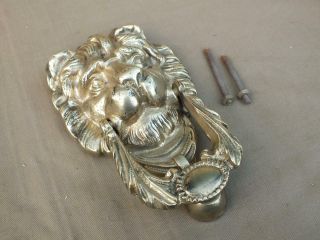 Large Vintage Cast Brass Lions Head Door Knocker,