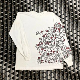 Vintage Keith Haring Long Sleeve Graphic T Shirt Manpower Art Artist 80s 90s Xl
