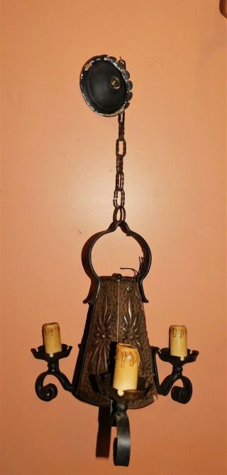 Antique Arts And Craft Hanging 3 Arm 4 Light Ceiling Light Fixture Chandelier
