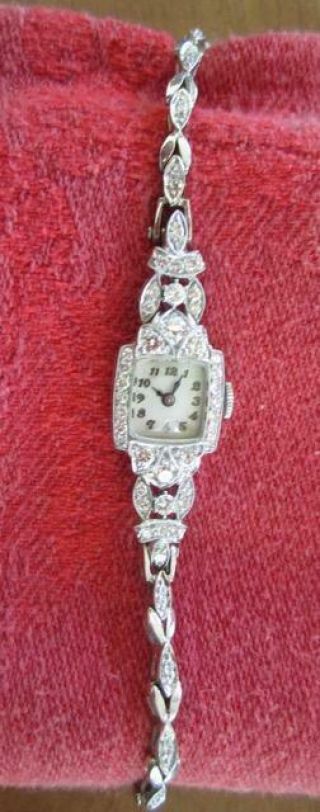 Antique Diamond Watch - - 42 Round Diamonds Set In Platinum