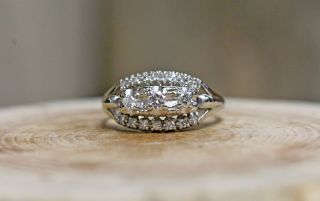 14kt White Gold Vintage Diamond Ring Size 10