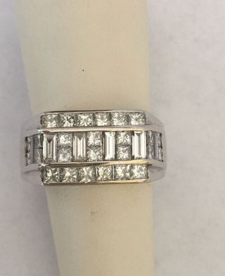 Vintage 14k White Gold Diamond Ring 3.  75 Tcw G - H Vs2 Tailored & Classic